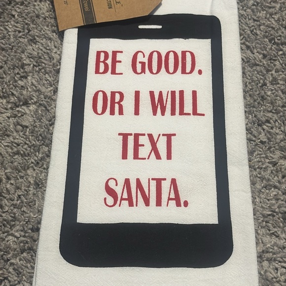 NWT Be Good, Or I Will Text Santa Kitchen Towel - Picture 2 of 6